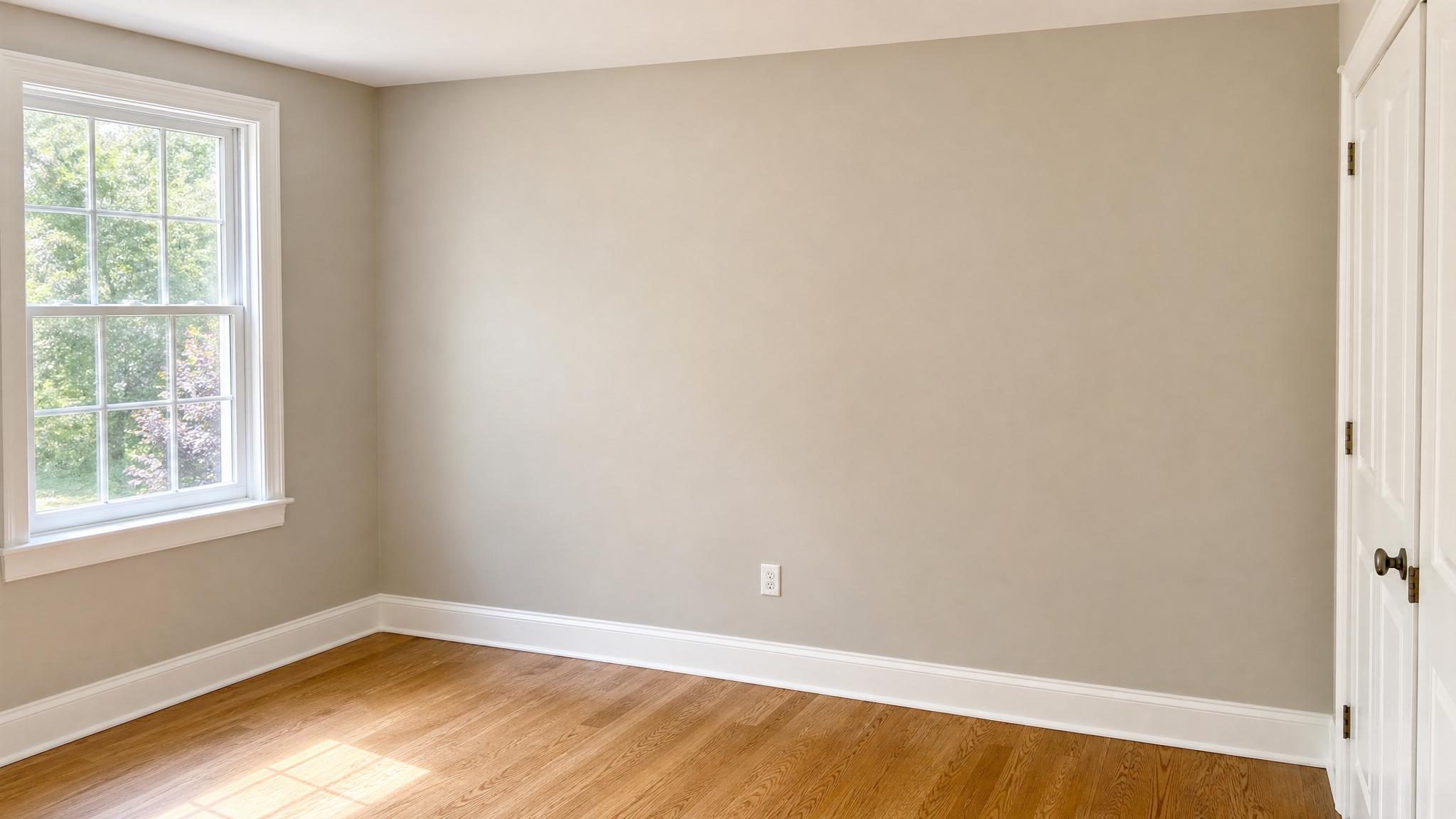 Finished smooth drywall repair blended into a clean painted wall.