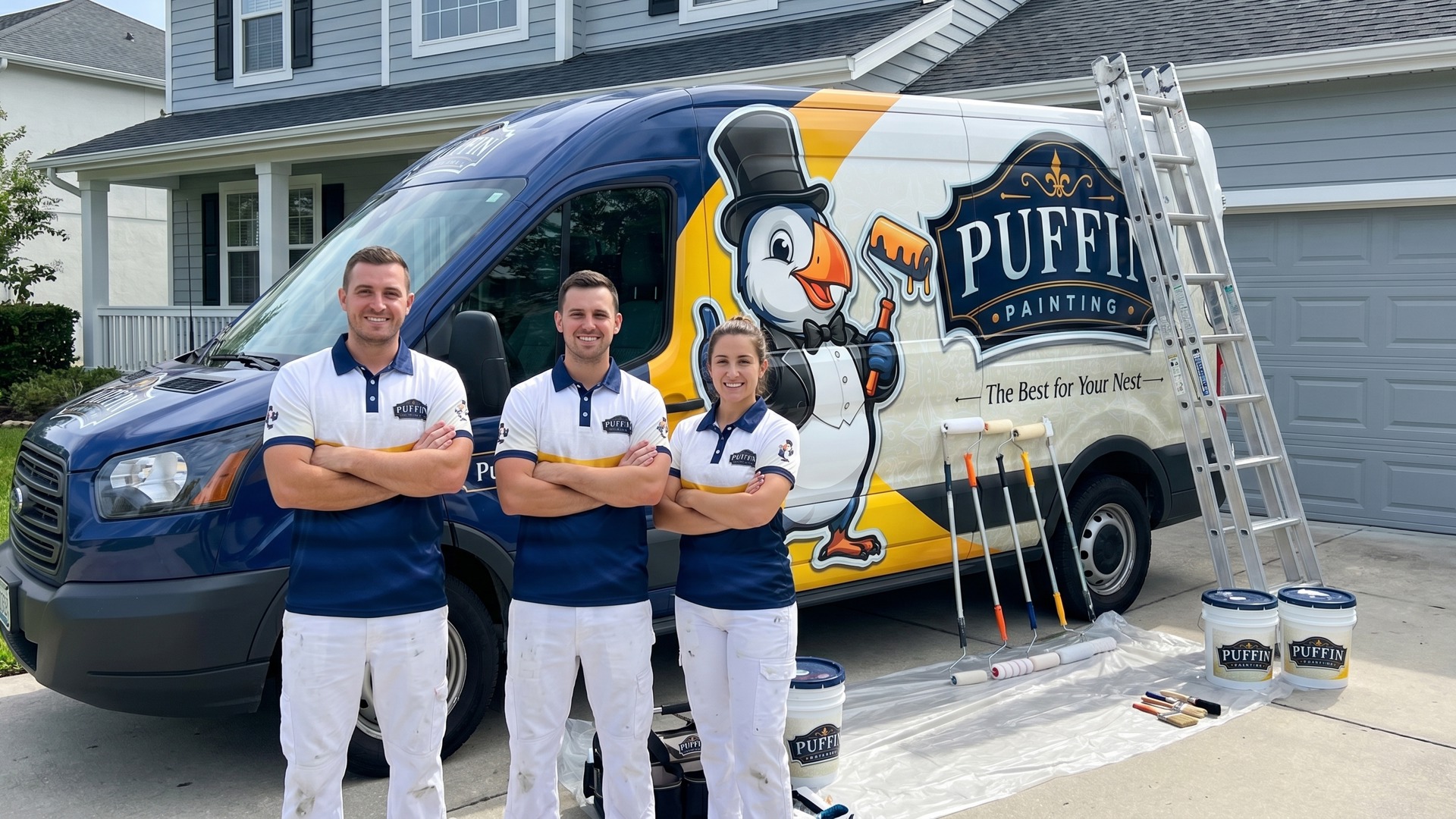 Puffin Painting team ready for local painting service work.