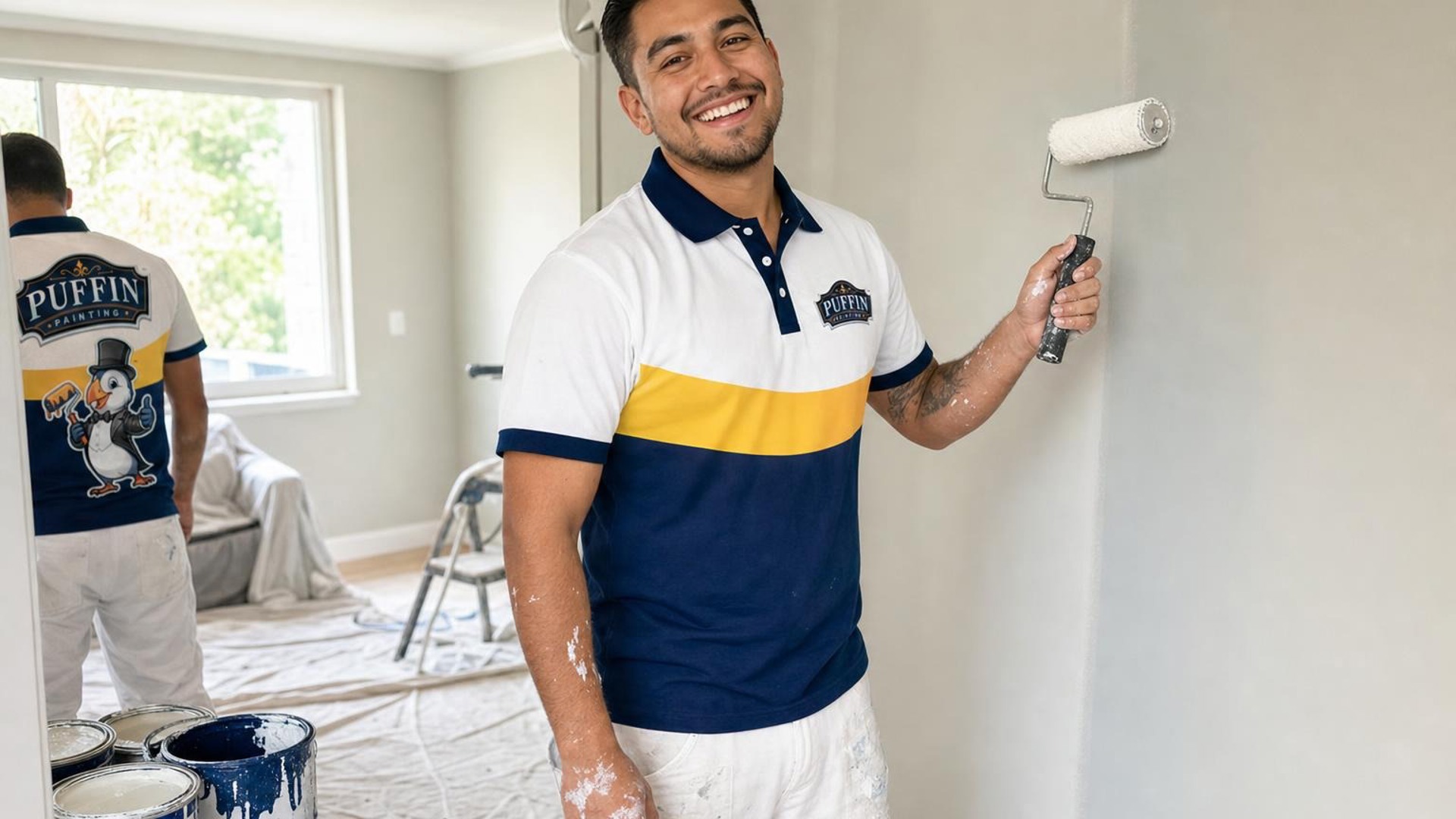 Interior house painting project photo by Puffin Painting.